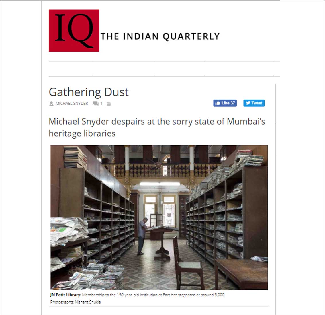 Gathering Dust, IQ The Indian Quarterly - December 2017